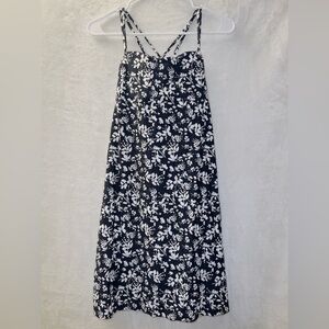 Krimson Klover Black Floral Print Criss Cross Strap Athletic Dress Swim Cover Up